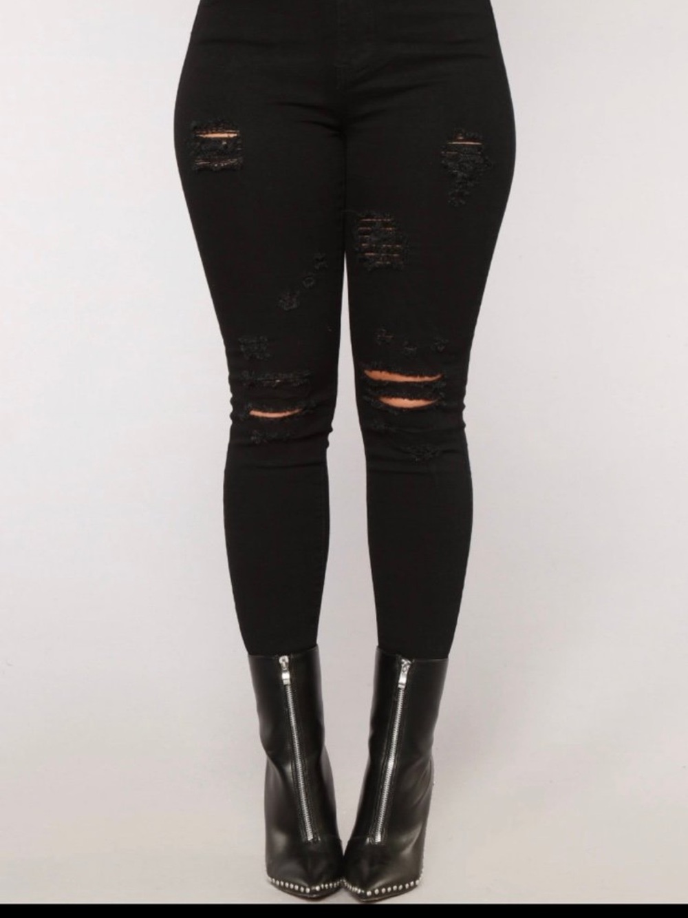 Fashion Nova Black Distressed Skinny Jeans